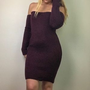 Maroon Cold Shoulder Sweater Dress NWOT